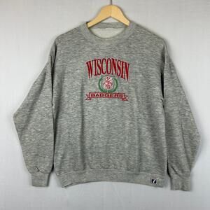 Logo 7 Wisconsin Badgers Crew Neck Sweatshirt Gray 90s Measures Women's Size M
